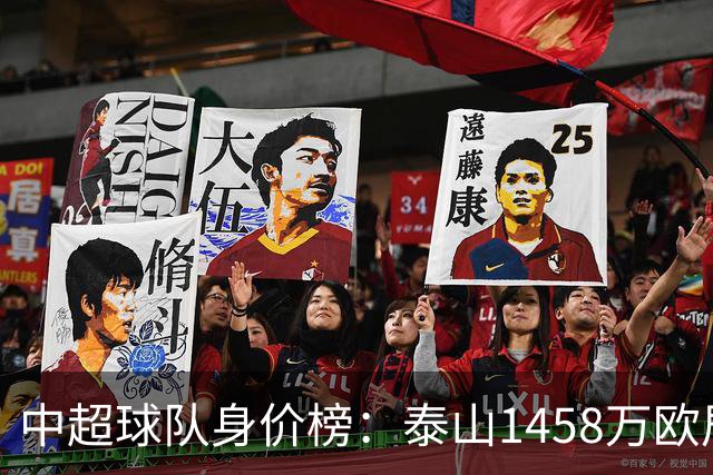 中超球队身价榜：泰山1458万欧居首、申花第二，铜梁龙涨幅19.4%